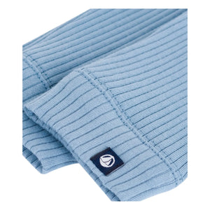 Petit Bateau - Leggings de canalé con logo de algodón orgánico | Azul claro