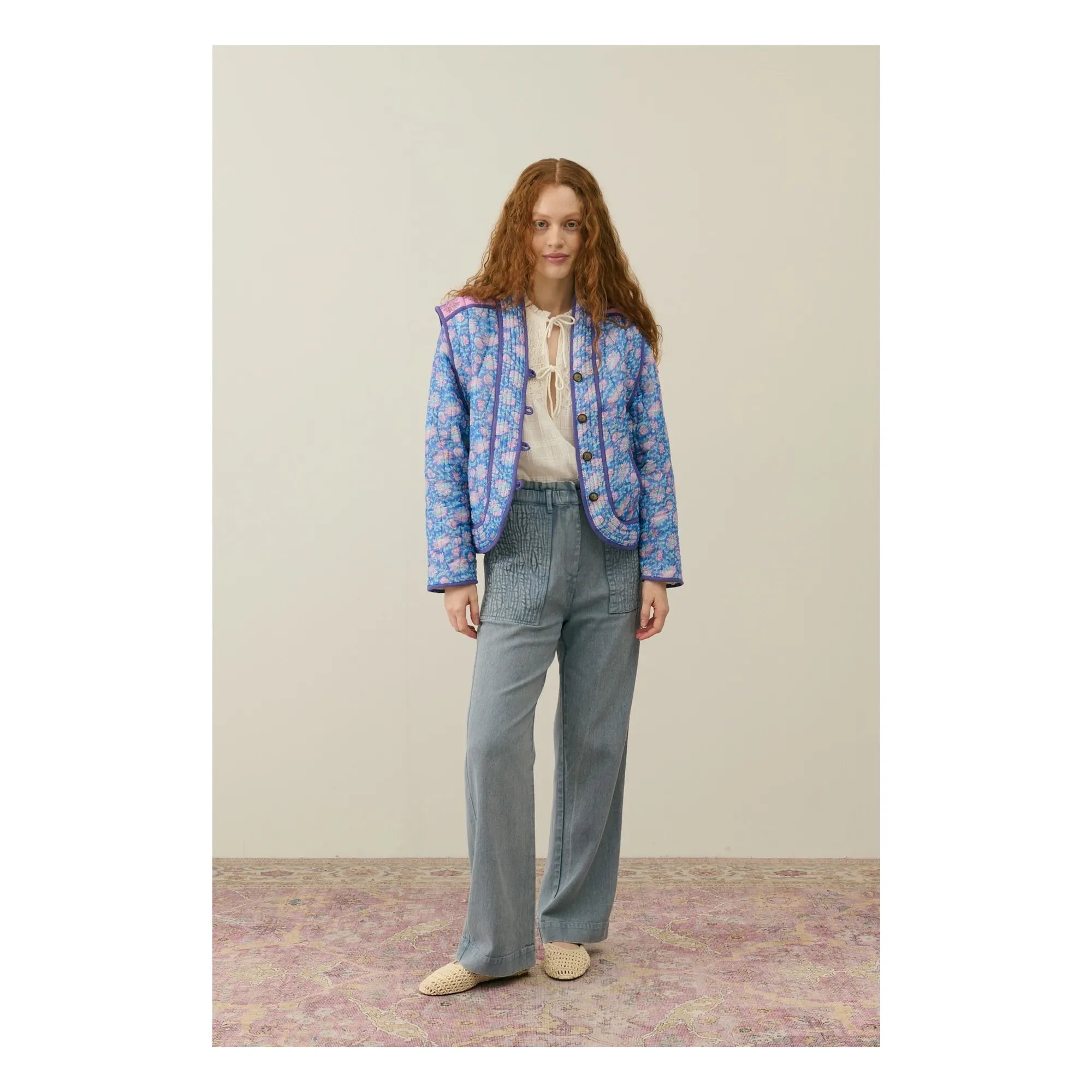 Louise Misha - Chaqueta guateada de algodón orgánico Nelina - Colección de mujer | Azul
