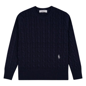 Sporty & Rich - SRC Bükümlü Kazak | Koyu Mavi