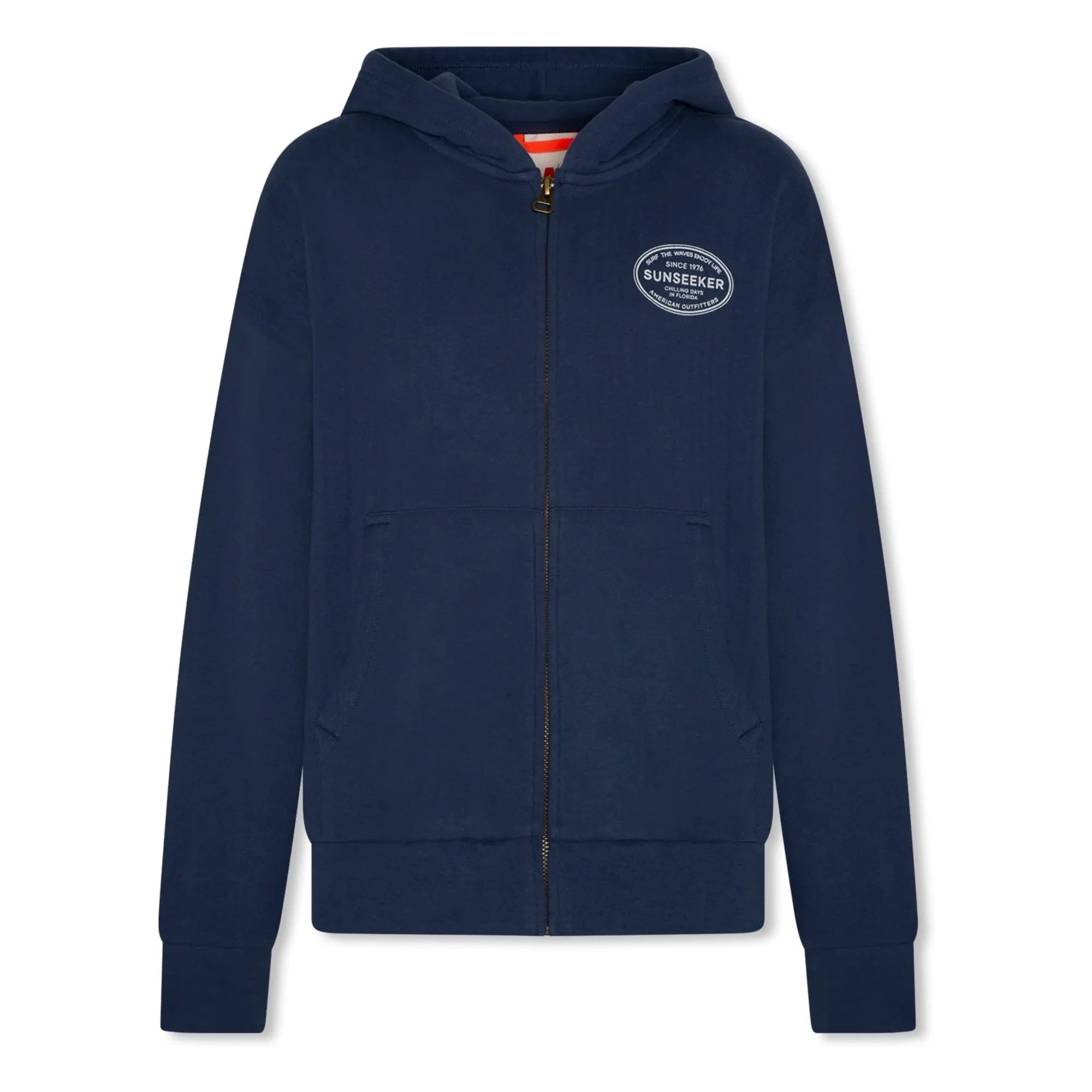 AO76 - Sudadera con cremallera Eldo Chill de algodón reciclado | Azul marino