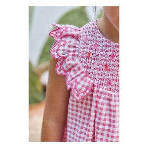 Tartine et Chocolat - Vestido de guinga con encaje | Rosa
