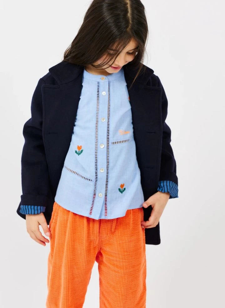 Arsène et Les Pipelettes - Blusa con bordado floral | Azul claro