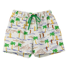 Fabula - Pantalón corto con cordón estampado de palmeras | Blanco