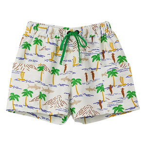 Fabula - Pantalón corto con cordón estampado de palmeras | Blanco