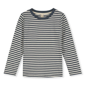Gray Label - Camiseta de Algodón Orgánico a Rayas | Gris azulado