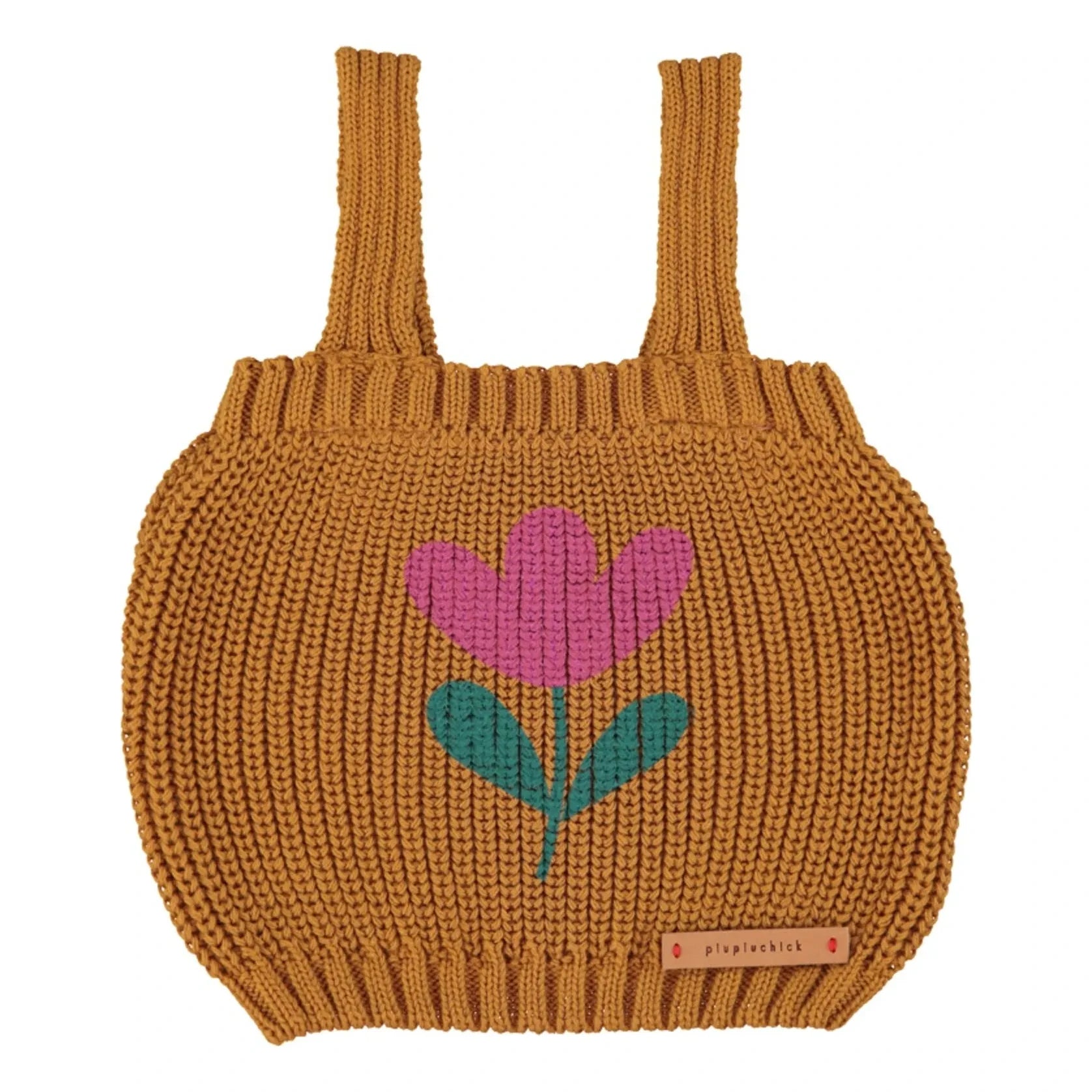 Piupiuchick - Camiseta de algodón orgánico Fleur Maille | Camel
