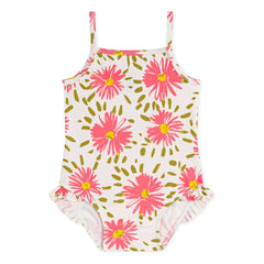 Petit Bateau - Traje de baño de bebé con estampado floral | Blanco
