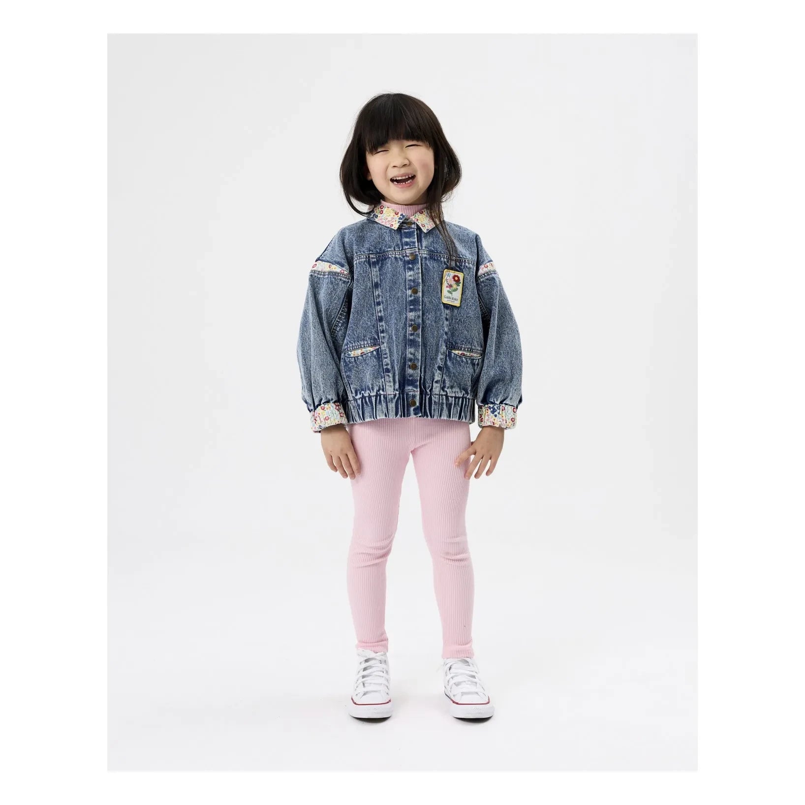 Goldie + Ace - Chaqueta Vaquera con Cuello Floral | Azul