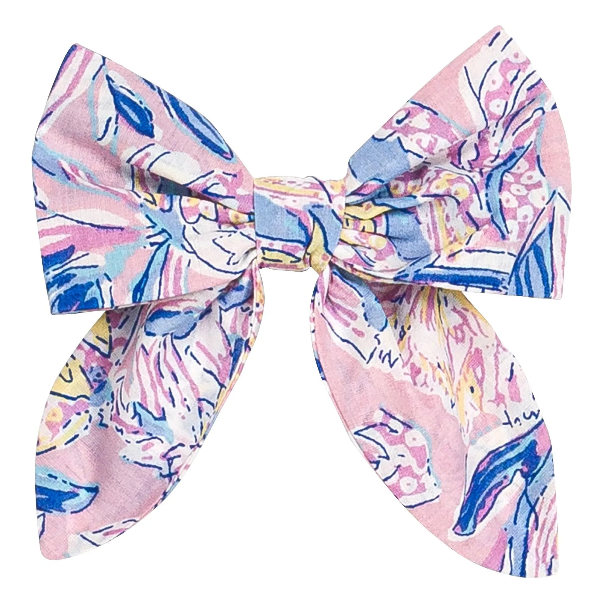 Louise Misha - Pinza de pelo con lazo de algodón orgánico con estampado floral Gilla | Rosa