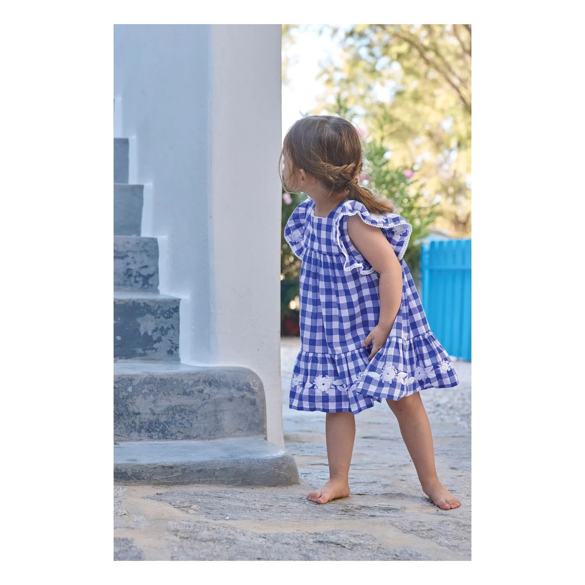 Tartine et Chocolat - Vestido de muselina con volantes | Azul real