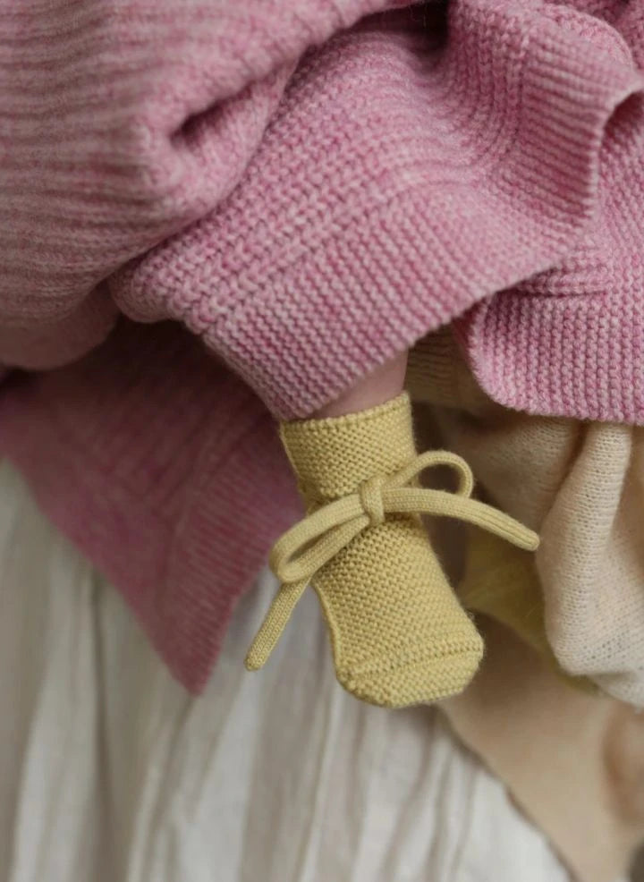 Hvid - Zapatillas de estar por casa de lana merino | Amarillo pálido
