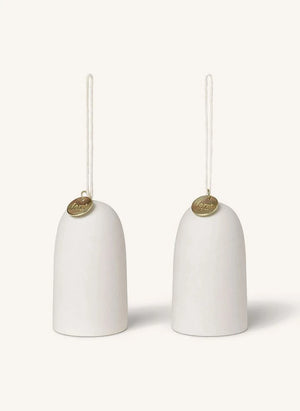 Ferm Living - Campanas de Cerámica de Navidad - Set de 2 | Blanco
