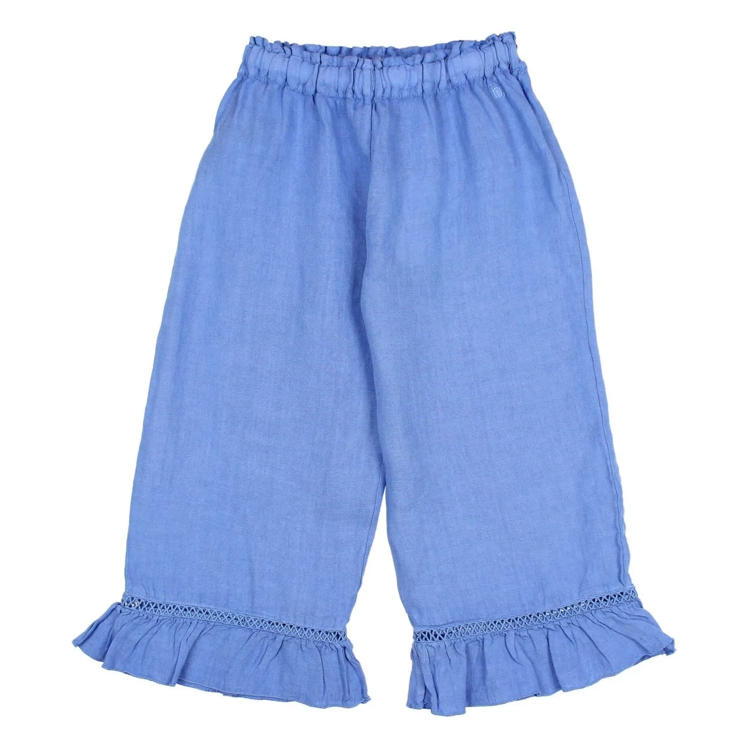 Búho - Pantalones con volantes de lino | Azul claro