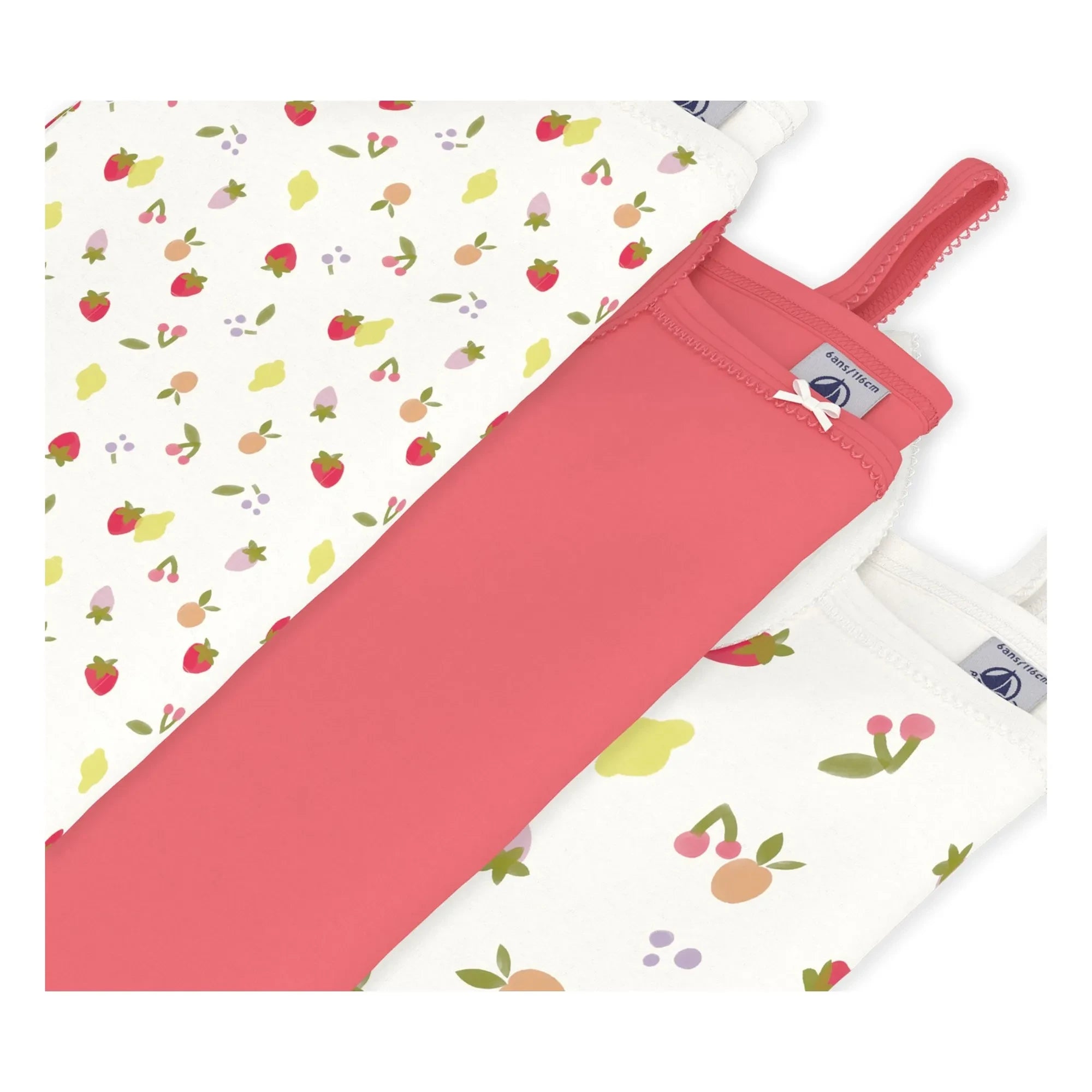 Petit Bateau - Camisetas interirores de frutas, paquete de 3 | Blanco
