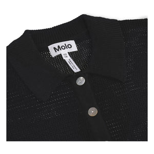 Molo - Chaqueta de punto de algodón orgánico con cuello polo | Negro