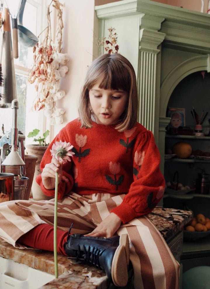 Emile et Ida - Jersey de mohair con tulipanes | Rojo