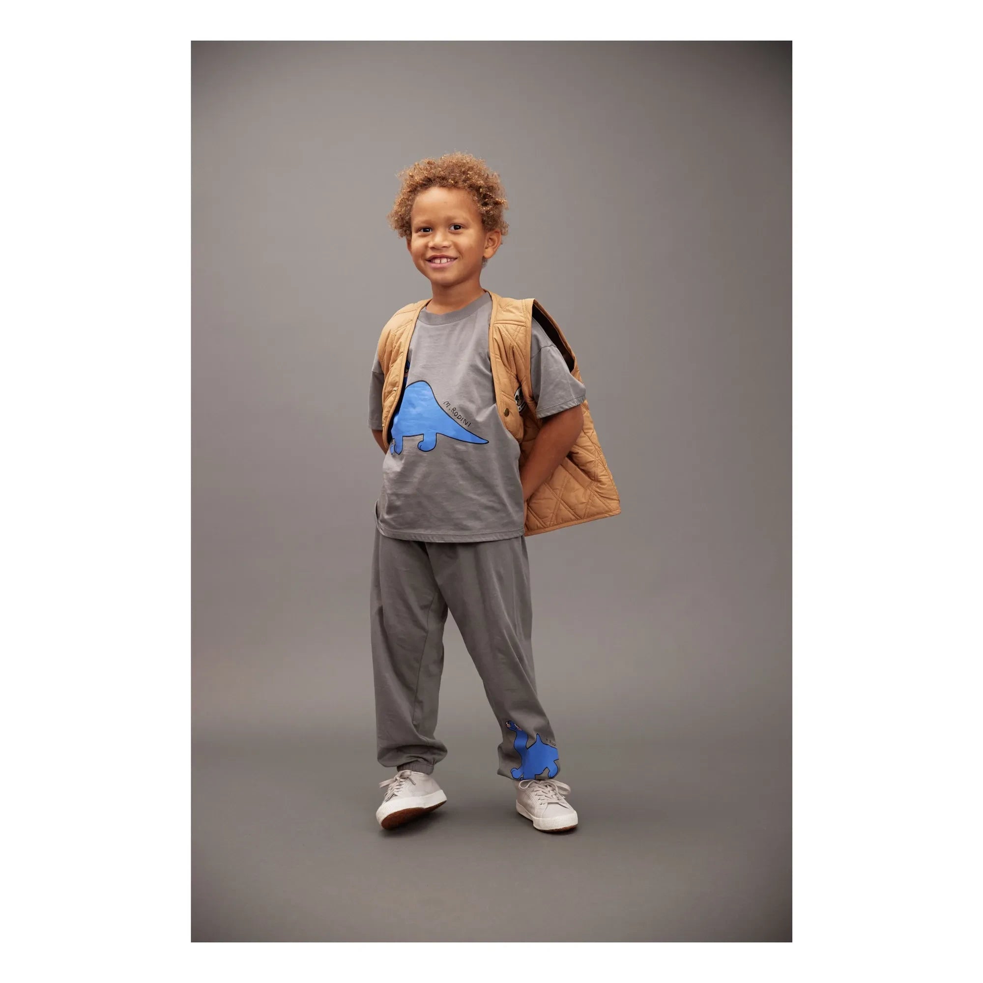 Mini Rodini - Jogger de Algodón Orgánico Dino | Gris