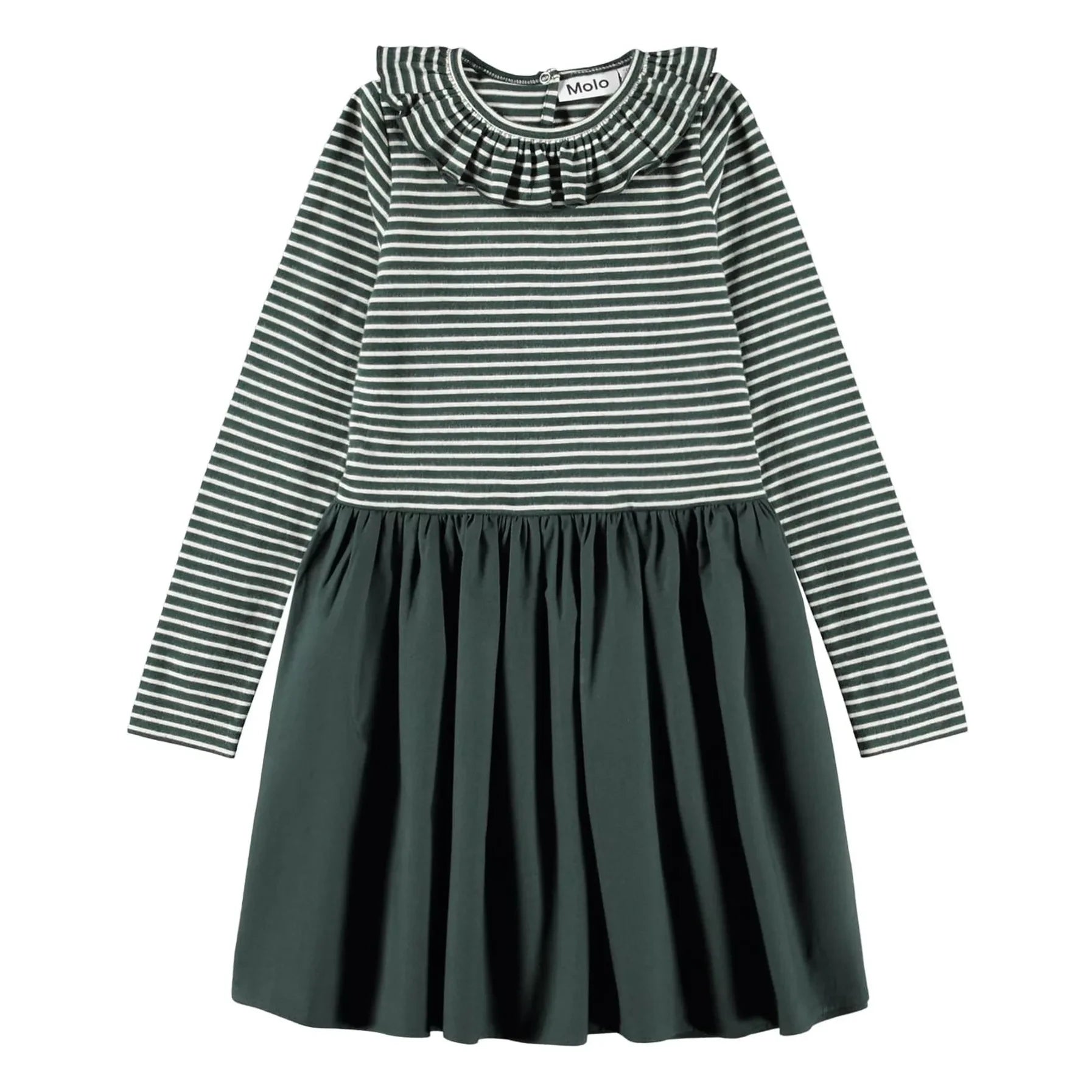 Molo - Vestido de algodón orgánico a rayas Cybilla | Verde cromo