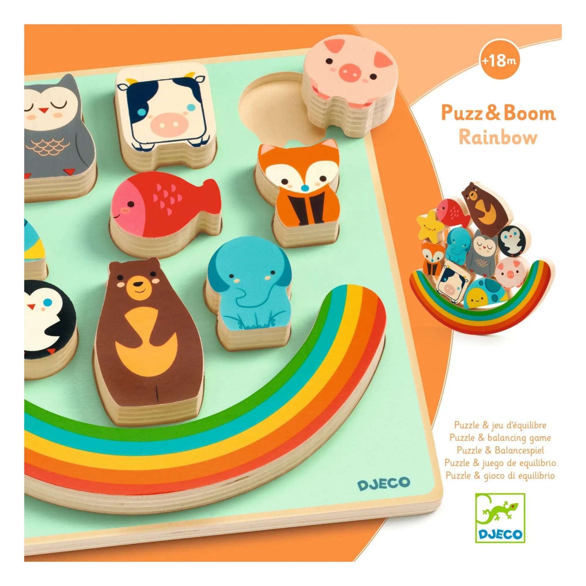 Djeco - Rompecabezas de equilibrio Boom Rainbow