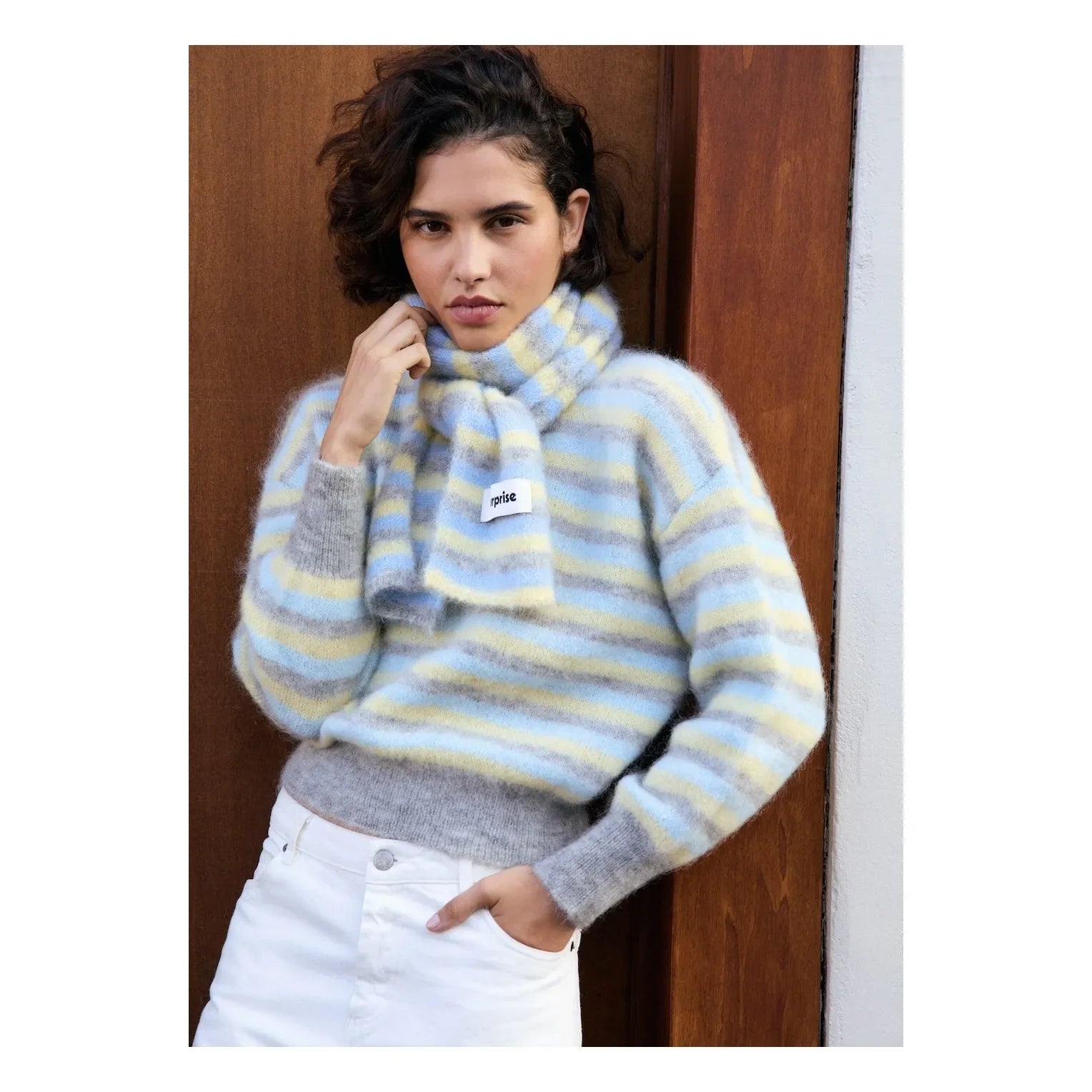Surprise Paris - Jersey a rayas Lala con pelo | Azul claro