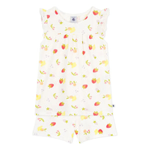 Petit Bateau - Pijama corto de algodón orgánico - Frutas | Crudo