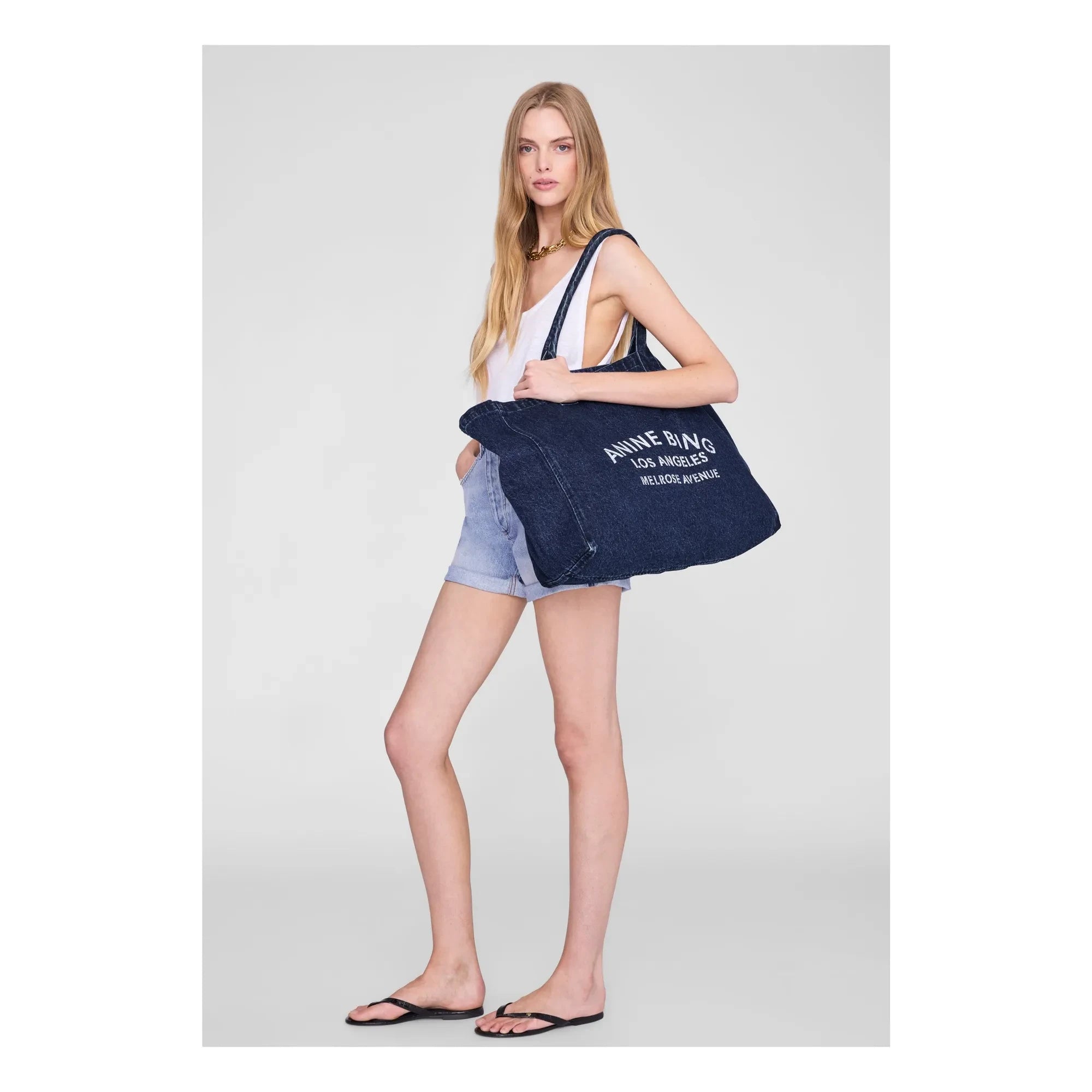 Anine Bing - Bolso Leo Denim Tote | Azul