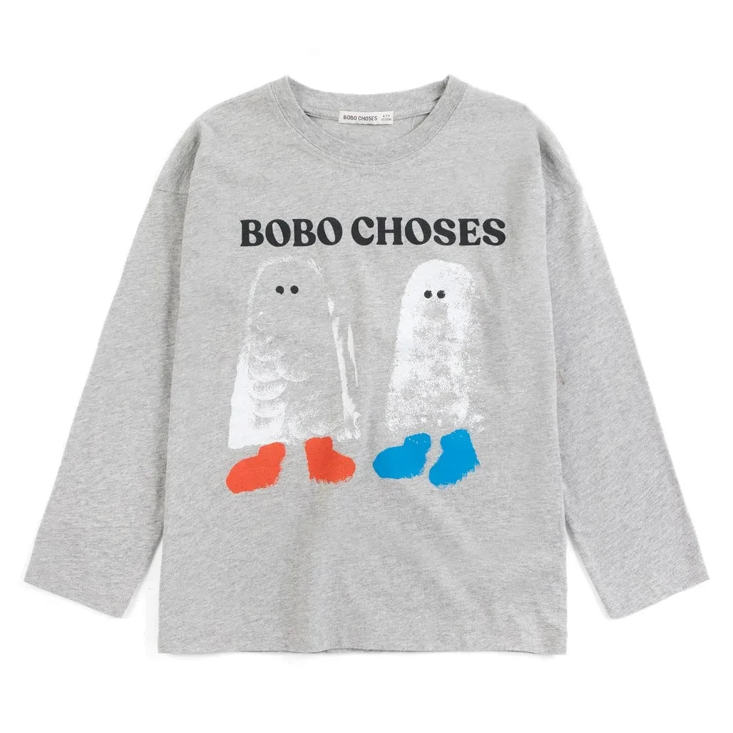Bobo Choses - Camiseta Ghost de Algodón Orgánico Bobo Choses | Gris Jaspeado