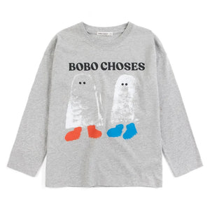 Bobo Choses - Camiseta Ghost de Algodón Orgánico Bobo Choses | Gris Jaspeado