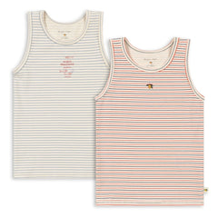 Konges Sløjd - Pack de 2 camisetas de tirantes de algodón orgánico a rayas | Beige