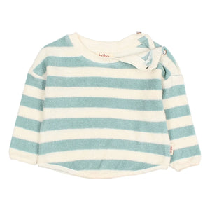 Búho - Sudadera de bebé de algodón orgánico a rayas | Verde agua