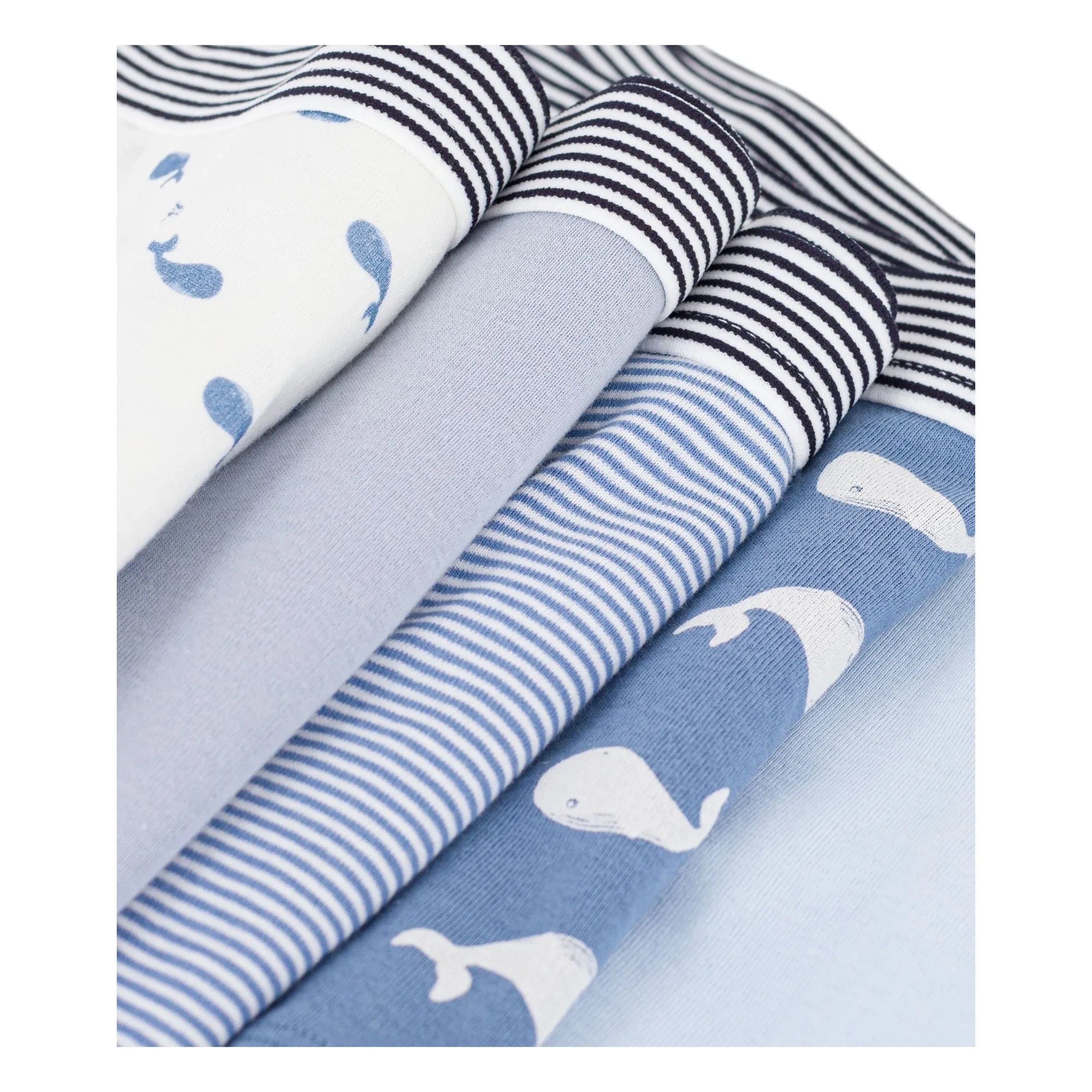Petit Bateau - Bóxer de algodón orgánico con estampado de ballenas, paquete de 5 | Azul
