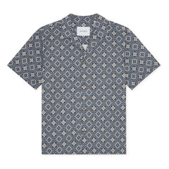 Les Deux - Camisa de manga corta de algodón orgánico Lukas Arabesque | Azul