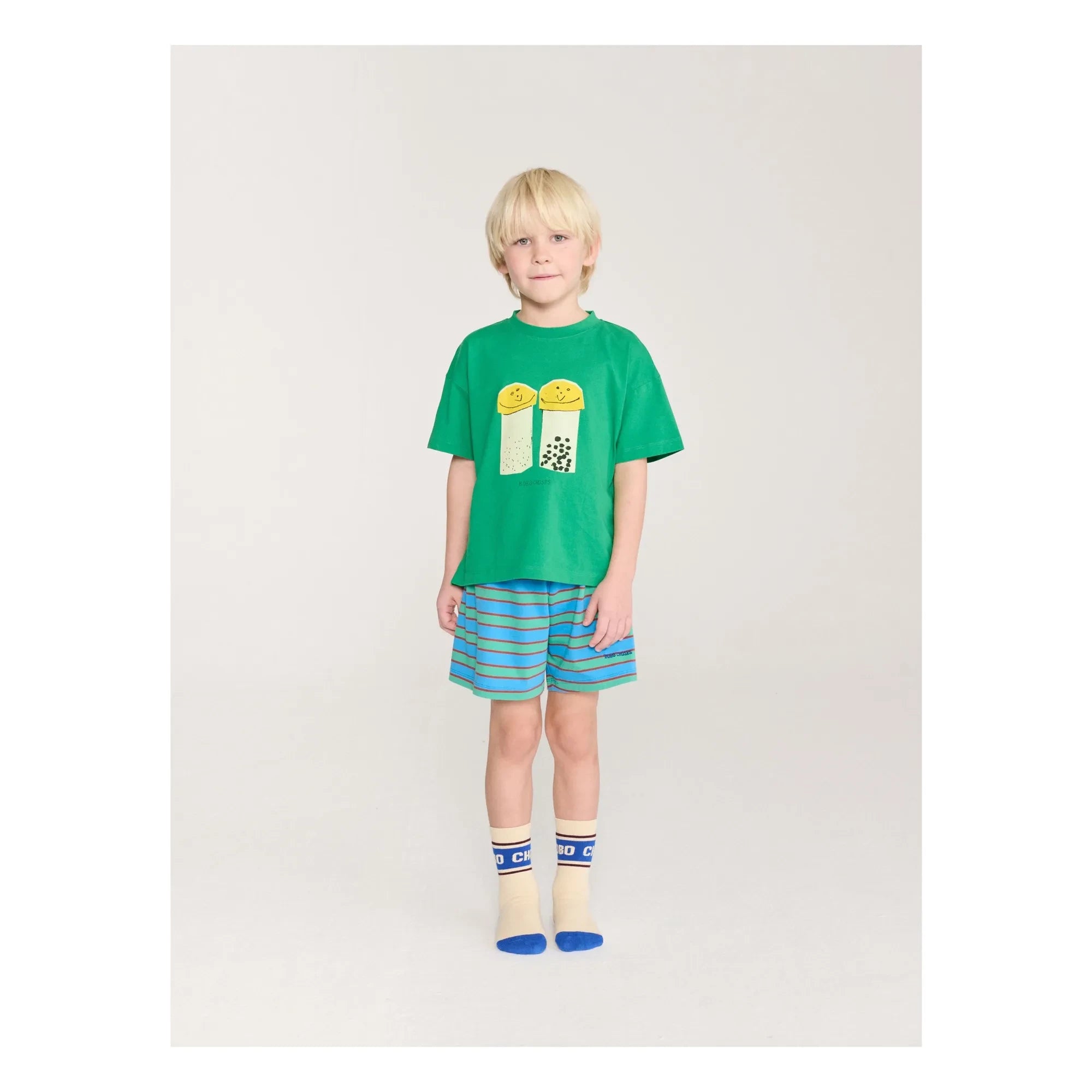 Bobo Choses - Conjunto de camiseta y pantalón corto de algodón orgánico Salt and Pepper | Verde