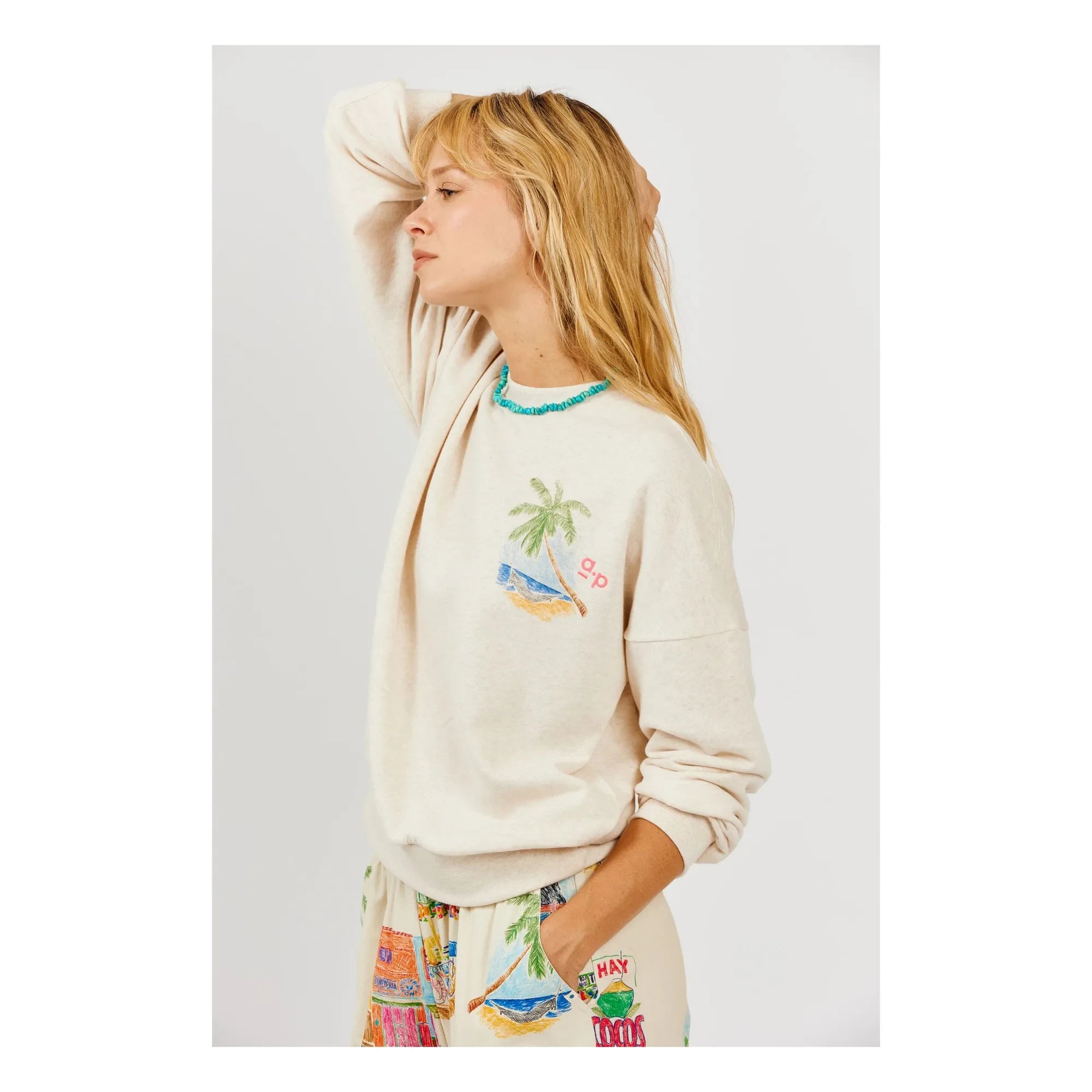 a.p - Sudadera palmera de algodón orgánico | Arena