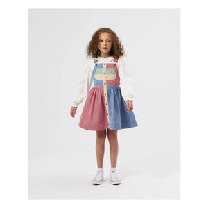 Goldie + Ace - Vestido peto a rayas con paneles | Rojo