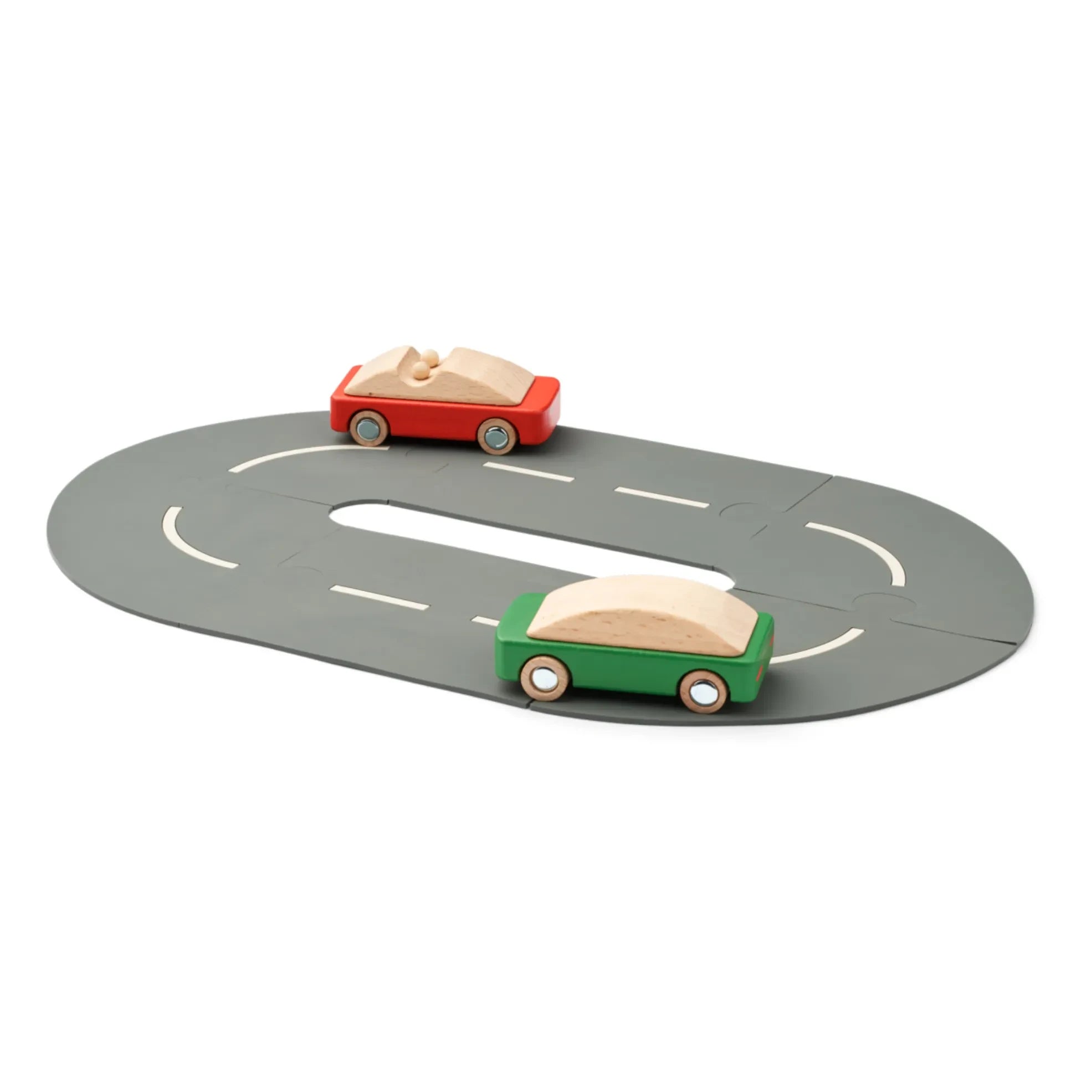 Liewood - Juego de rompecabezas de coches y carretera | Mezcla múltiple de rojo manzana