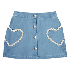 Mipounet - Falda Pantalón Louise con Bolsillos Corazones | Azul Claro