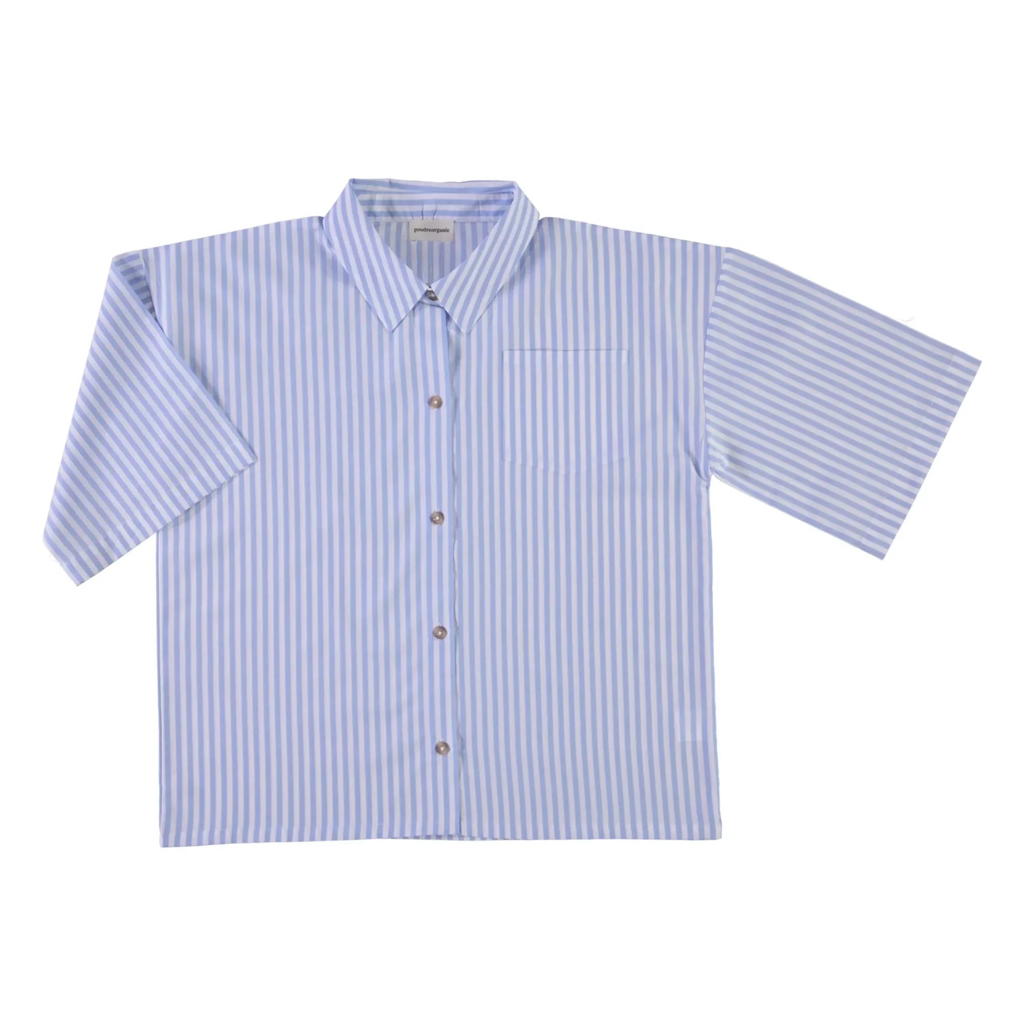 Poudre Organic - Camisa de popelín de algodón de rayas Caraway | Azul