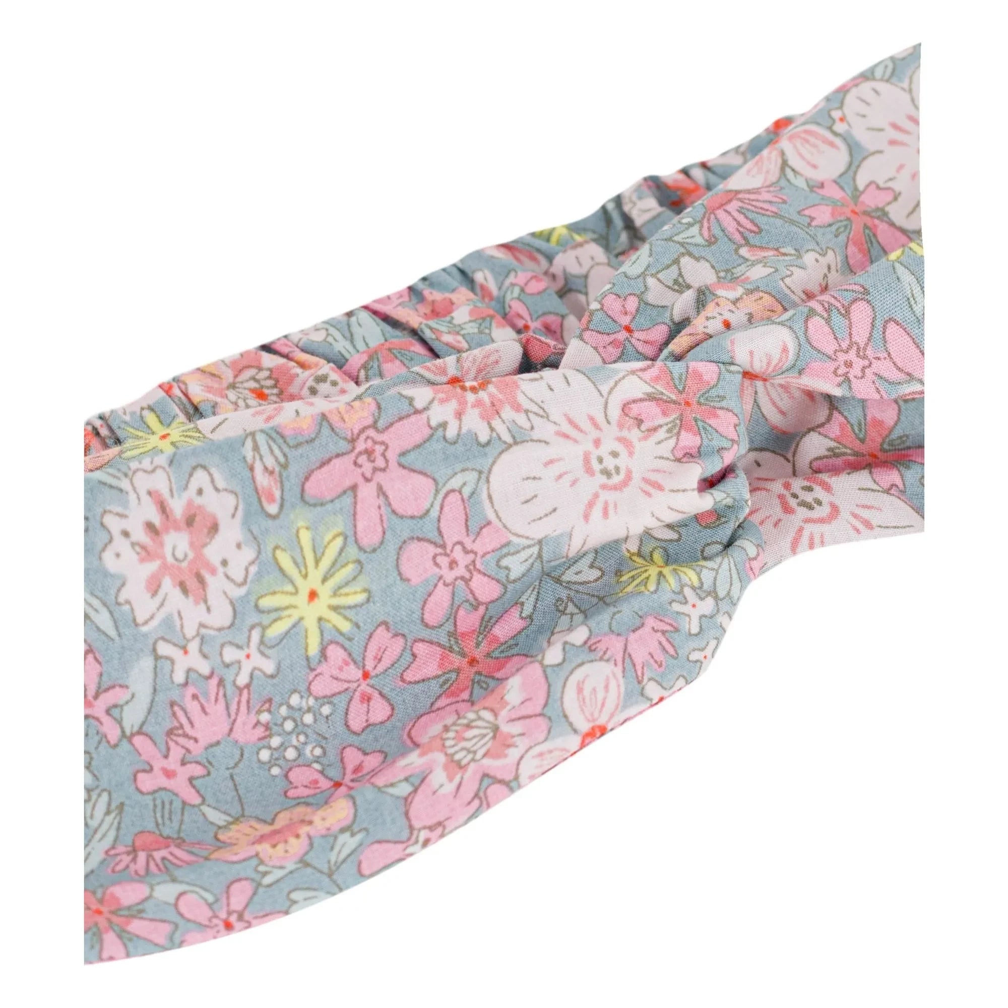 Petit Bateau - Diadema de popelín de algodón orgánico con flores | Gris Azulado