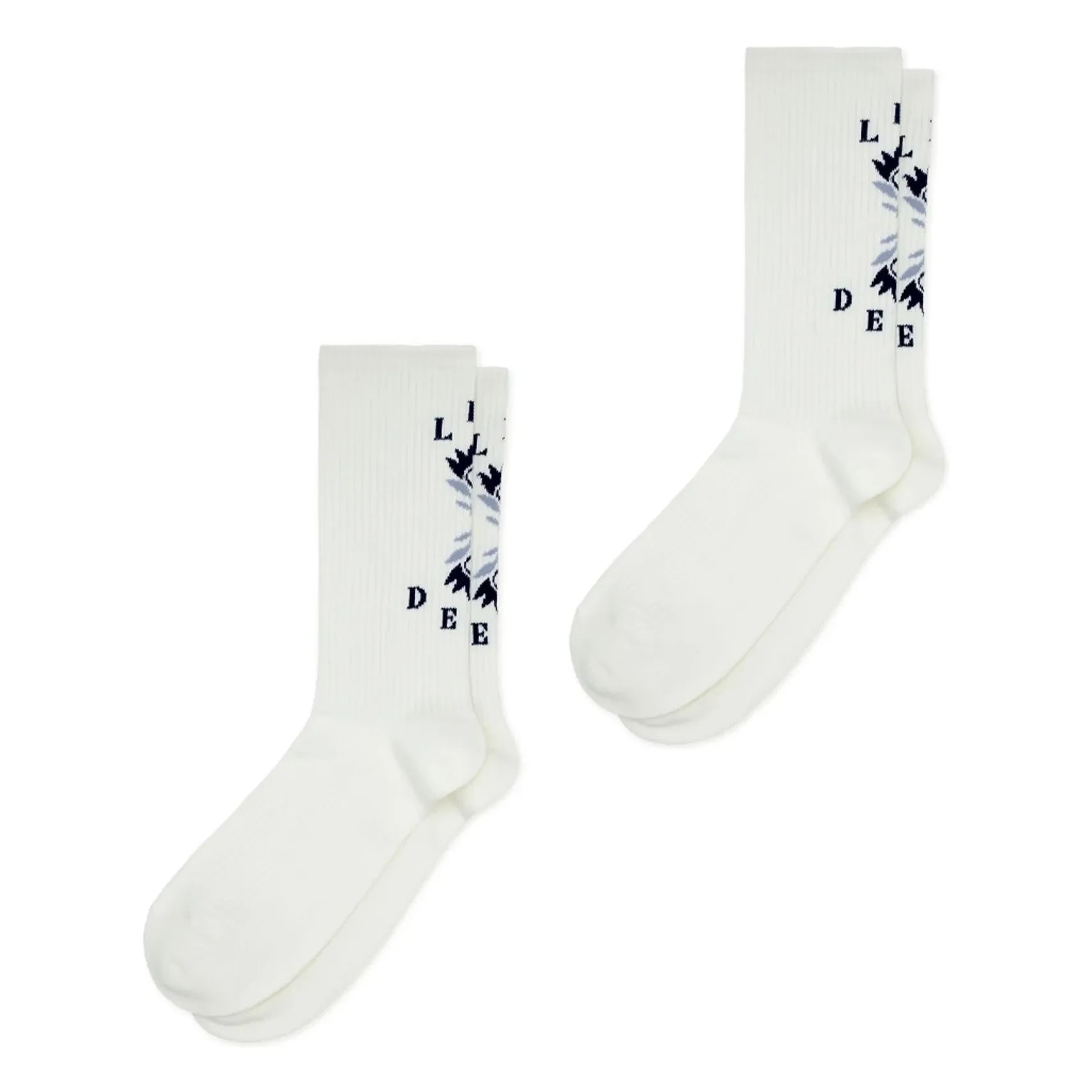 Les Deux - Calcetines con logo floral, paquete de 2 | Blanco
