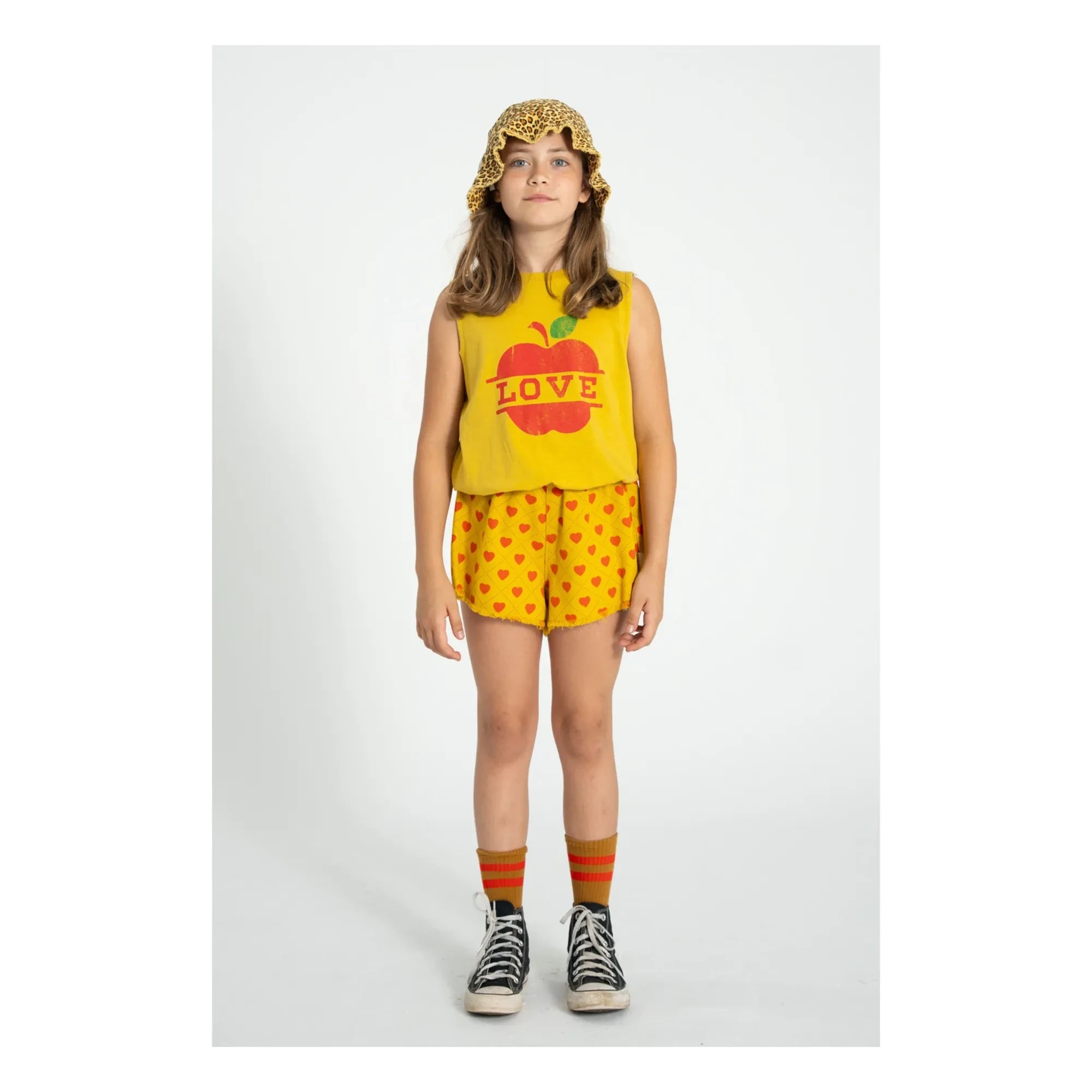 Piupiuchick - Pantalón Corto Twill Hearts con Efectos | Mostaza