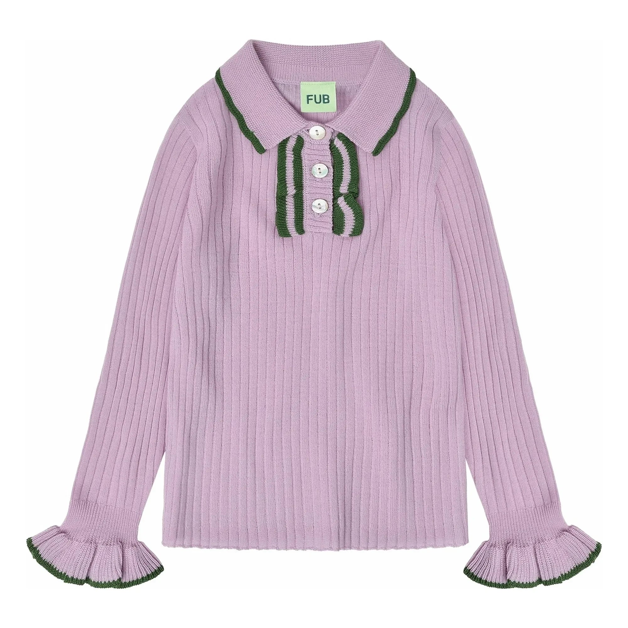 FUB - Polo Fino de Punto de Lana Merina con Volantes | Malva