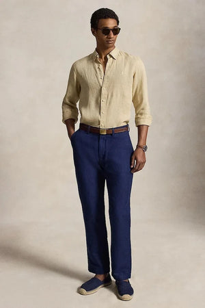 Camisa deportiva de lino de manga larga para hombre Polo Ralph Lauren