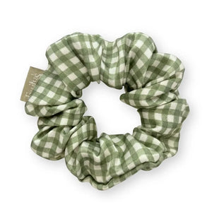 Emily's Pillow - Sage Gingham ipek scrunchie