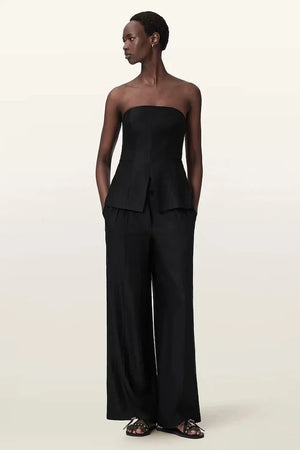 AllSaints pantalón de lino de pernera ancha para mujer CHARLEY