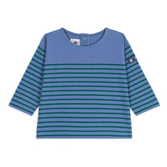 Petit Bateau - Düz Marinière Tişört Organik Pamuk Bebek | Mavi