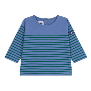 Petit Bateau - Düz Marinière Tişört Organik Pamuk Bebek | Mavi