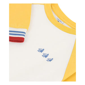 Petit Bateau - Colorblock Bateau yaka organik pamuklu T-shirt | Sarı