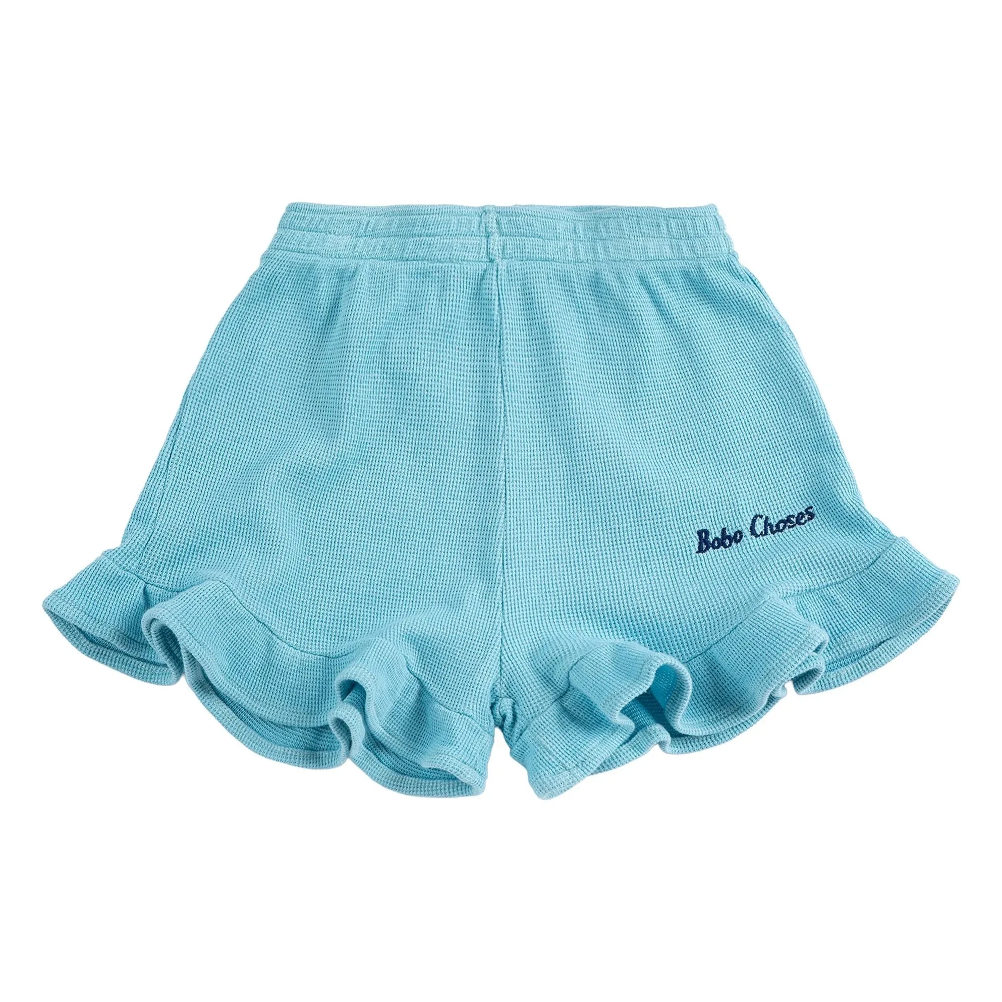 Bobo Choses - Bobo Choses Pantalón corto con volantes de algodón orgánico | Azul claro