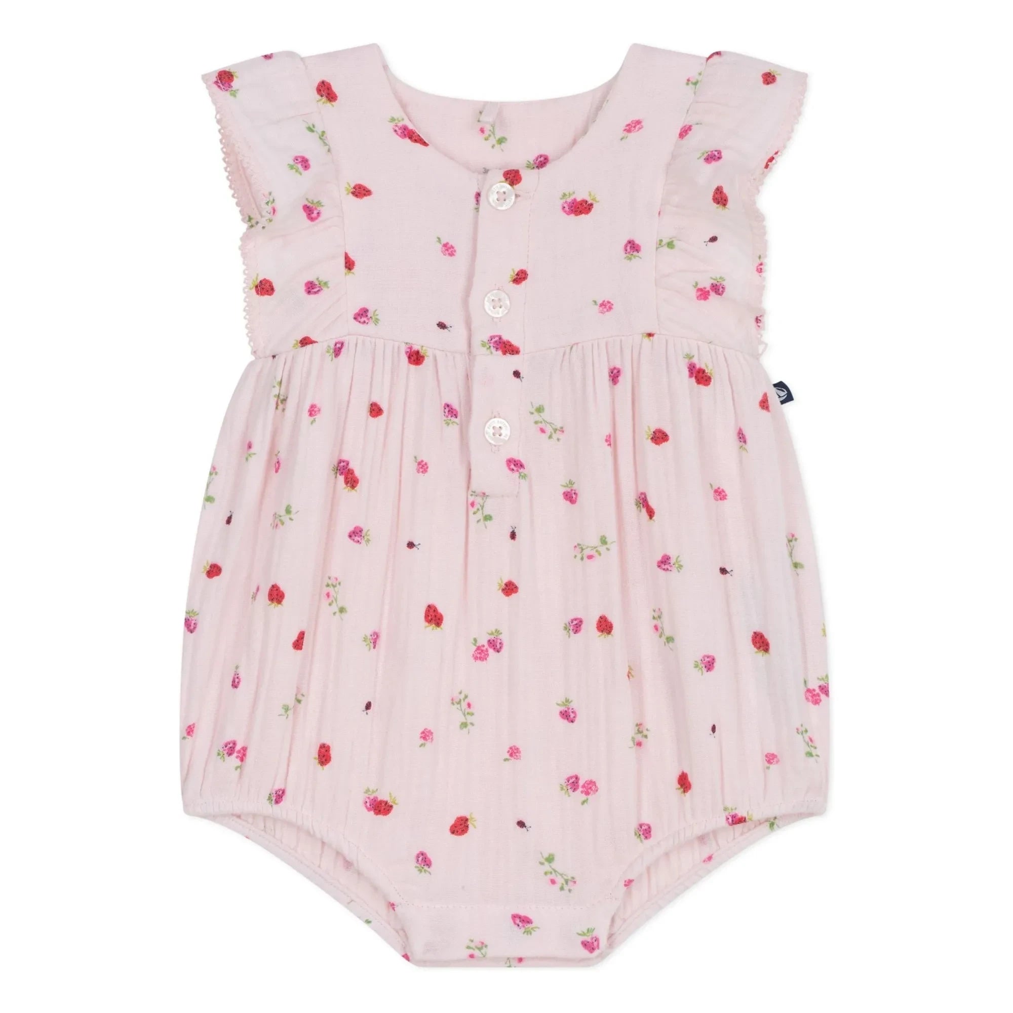 Petit Bateau - Pelele muselina de algodón orgánico con estampado de flores | Rosa